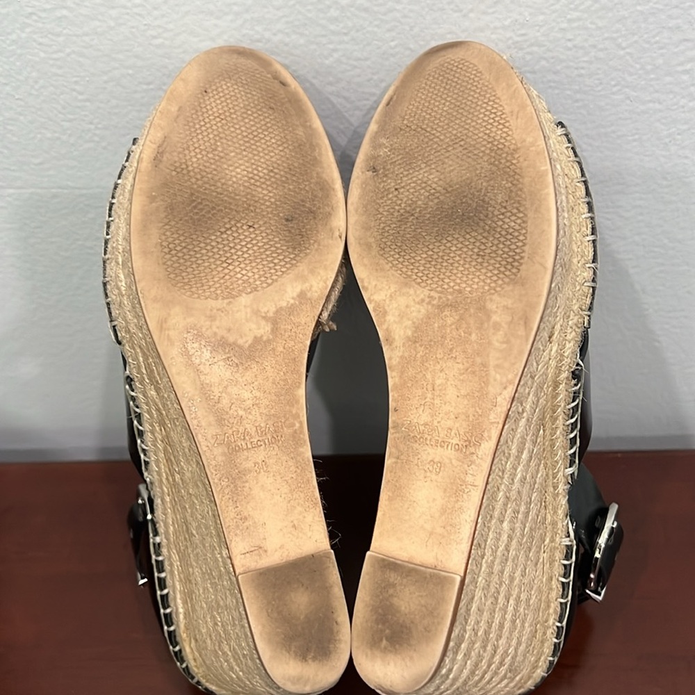 Zara Basic Collection, Espadrille Wedge, Black, S… - image 5